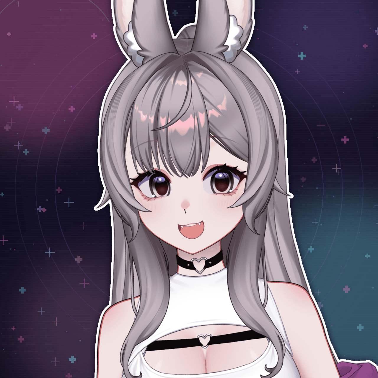 PixelEmii, a silver-haired hacker bunny VTuber